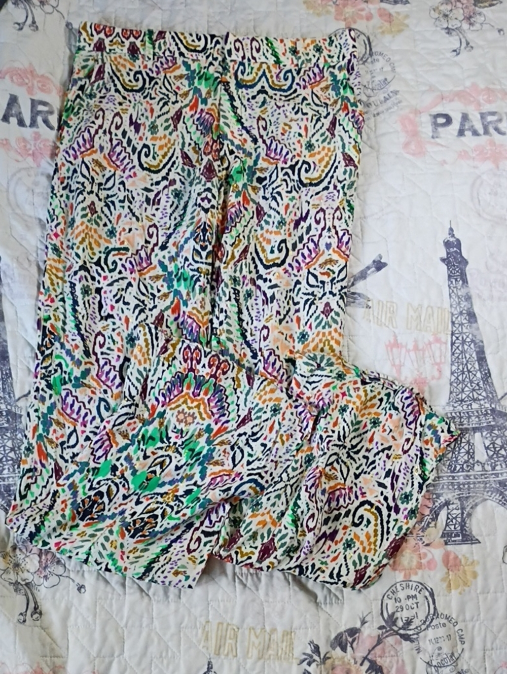 Zara Multicolor Pants White Base Size Small
